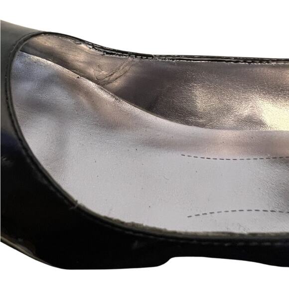 DKNYC Black Patent Pointed Toe Pump Slim Stacked Heel Pumps Stacy size 8 Office - Picture 10 of 10
